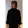 Vintage Black Quilted Velvet Jacket - Floral Print