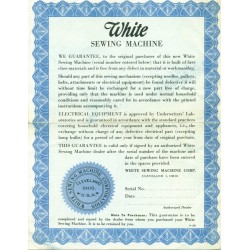 Vintage White Sewing Machine Warranty - Blue
