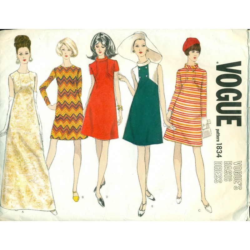 Vintage Vogue Women's Dress Pattern - 1970s - Angel Elegance Vintage