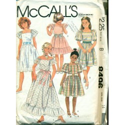 Vintage 1980s Girls Ruffled Dress Sewing Pattern - McCalls No. 8496