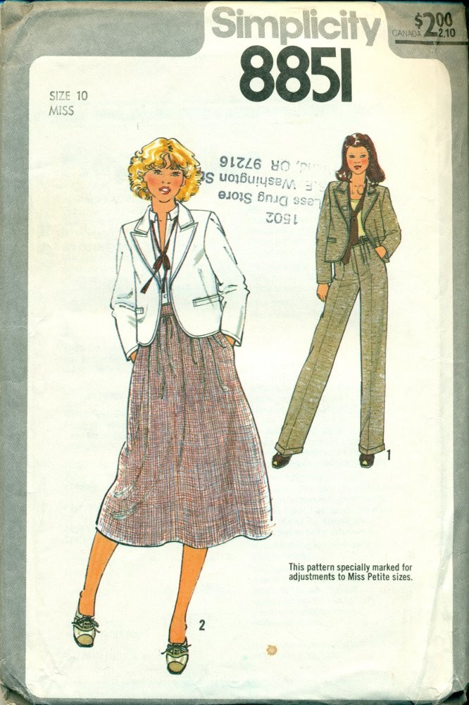 Pant Suit Sewing Pattern Casual 1970s - Angel Elegance Vintage
