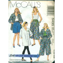 1990's Womens Skirt, Tank Top, Shirt & Leggings Sewing Pattern - McCalls No. 5435