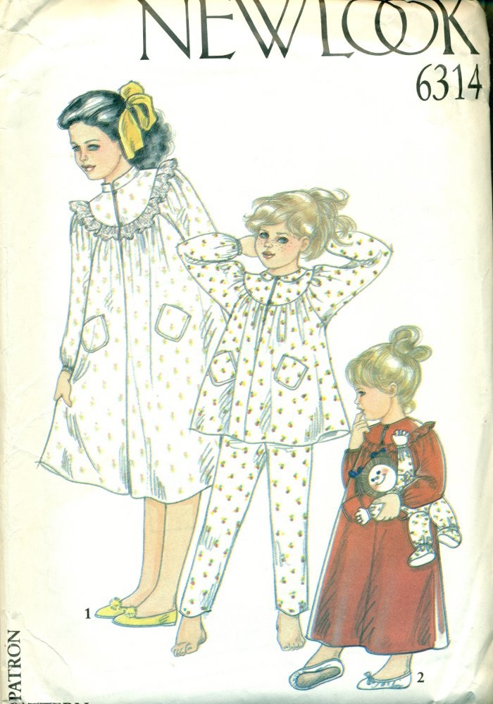 Girls Pajamas Nightgown Sewing Pattern New Look No. 6314