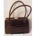 Vintage Alligator Caiman Handbag - Brown Industria Argentina