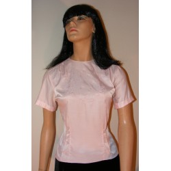 1950s Vintage Short Sleeved Blouse - Silky Pink
