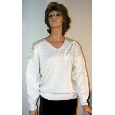 Vintage 1980s Sweater w/ Sequins Angora & Sparkles - Medium