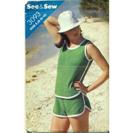 Womens Tank Top & Shorts Sewing Pattern - Butterick No. 3093 Medium