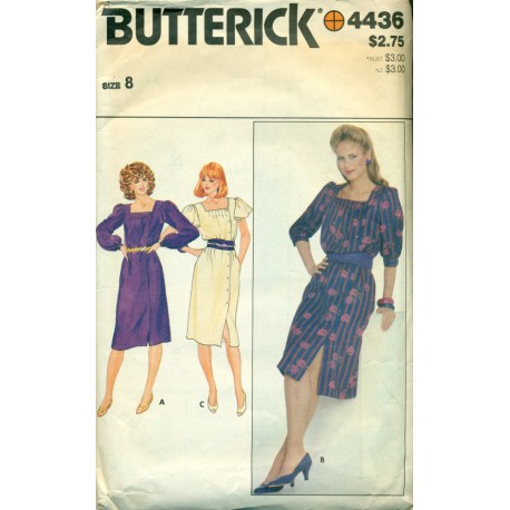 Vtg Butterick No. 4436 Sewing Pattern - Women's Day Dress Small