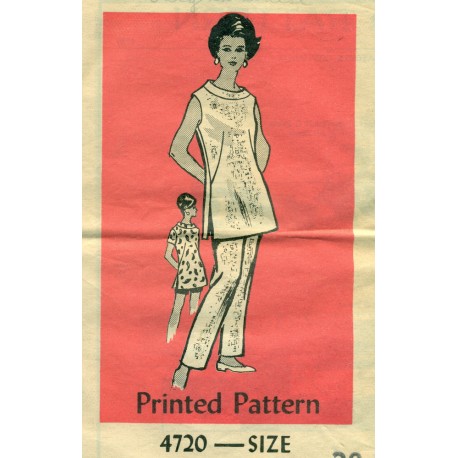 Vintage Womens Tunic Pants Dress Sewing Pattern - Anne Adams XLarge