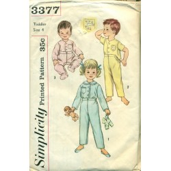 Vintage Childrens Pajamas Sewing Pattern - Simplicity No. 3377