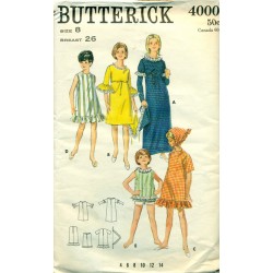1960s Girls Casual Ruffled Dress Sewing Pattern - Butterick No. 4000