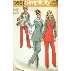 70s Pants Suit Sewing Pattern Half Size