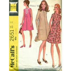 Vintage Maternity Dresses Sewing Pattern - McCalls No. 2651