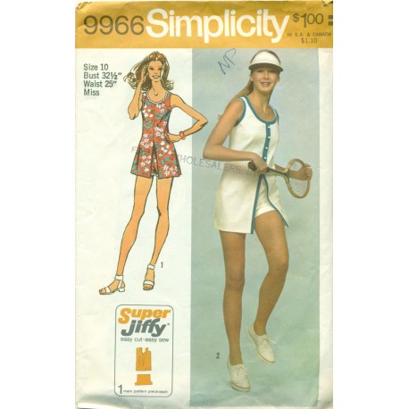Vintage Short Dress & Shorts Sewing Pattern - Simplicity No. 9966