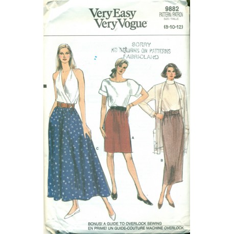 Retro Pencil Skirt & Full Gathered Skirt Sewing Pattern - Vogue No. 9882