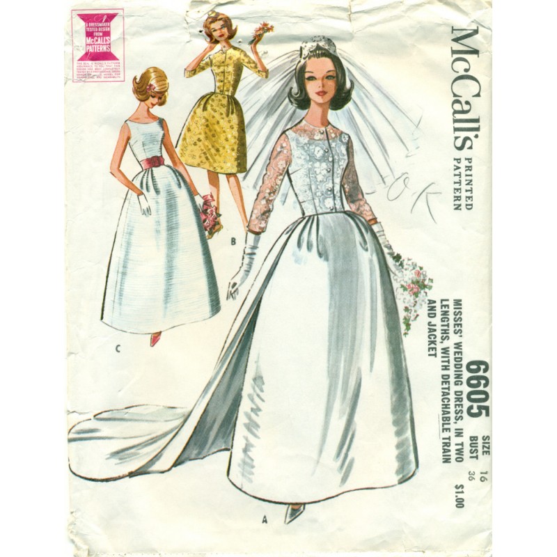Bridal Dress Pattern Vintage McCalls Sewing - Angel Elegance Vintage