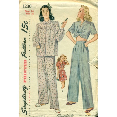 Womens Pajamas Sewing Pattern Midriff Top Simplicity Angel