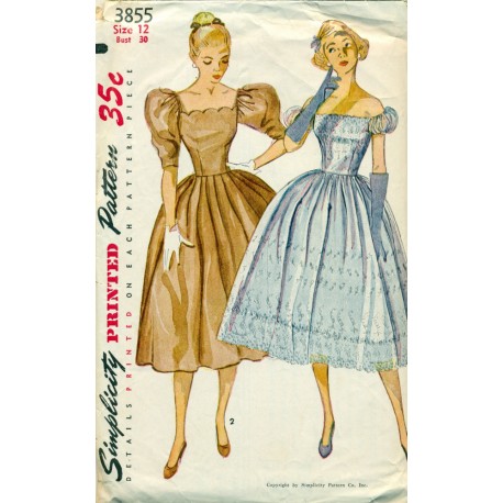 Womens Party Dress Dress Pattern - 1950s Simplicity