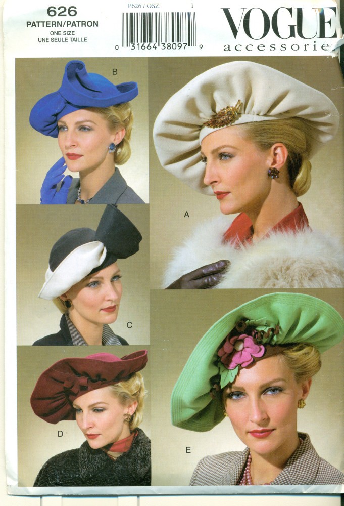 Vogue Hats Sewing Pattern - Vintage Inspired - Angel Elegance