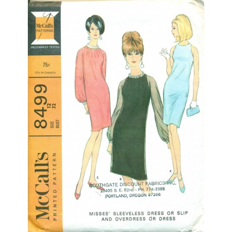Sheath Dress Sewing Pattern 1960s