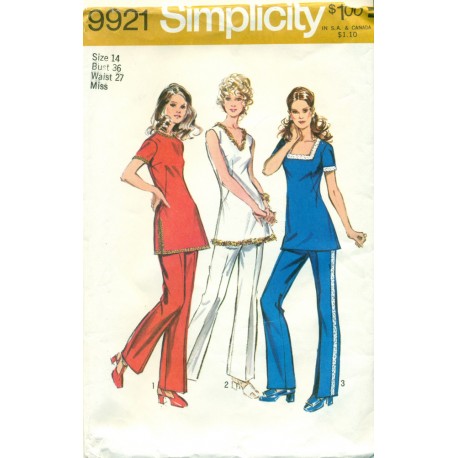 Pant Suit Sewing Pattern Casual 1970s