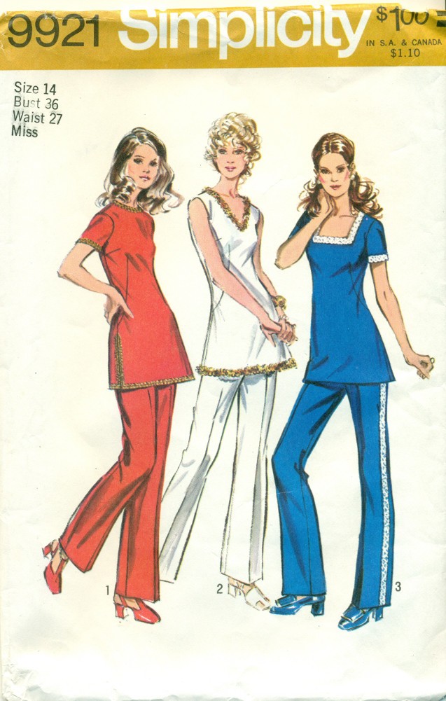 Pant Suit Sewing Pattern Casual 1970s - Angel Elegance Vintage