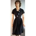 Black Full Skirt Dress 1950s Larger