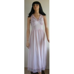 Long Nightgown Silky Nylon & Lace