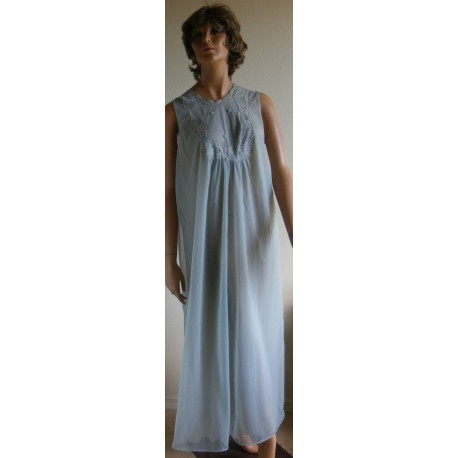 Night Gown Blue Flowy Van Raalte 1960's