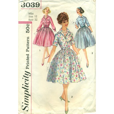 Full Skirt Dress Sewing Pattern 1950s