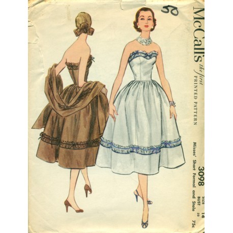 Evening Dress Sewing Pattern 1950s McCalls