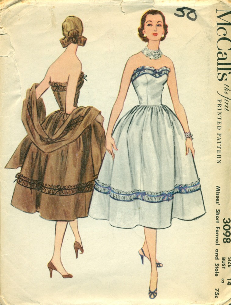 LOVELY Retro VTG 1950s EVENING DRESS Sewing Pattern 10-12-14-16-18 Uncut |  eBay