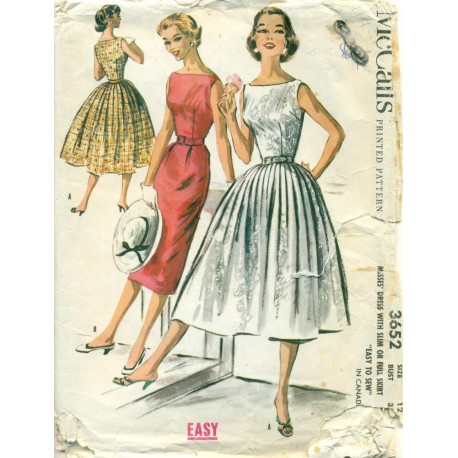 Slim & Full Skirt Dress Sewing Pattern 50s