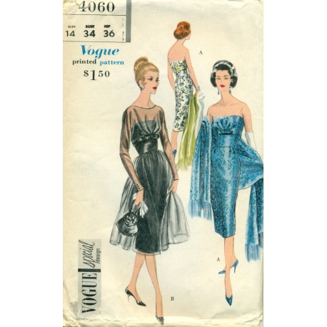 Cocktail Dress Pattern Vogue Evening 1950s