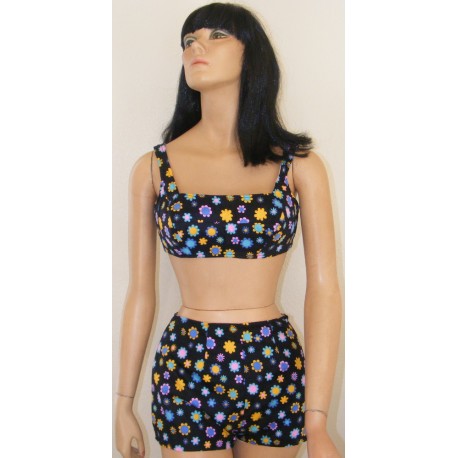 Swimwear Womens Bikini 2 Piece 1960s Black