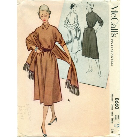 Dress Stole Sewing Pattern McCalls 1950s
