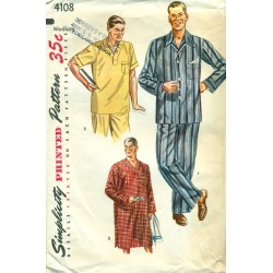 Mens Pajamas Nightshirt Pattern PJs 1950s