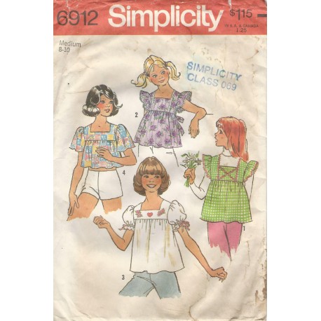 Girls Blouse Sewing Pattern 6912
