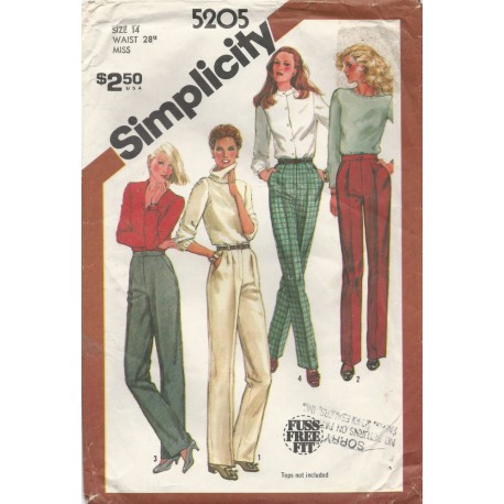 1980's Women's Pants Pattern 5205