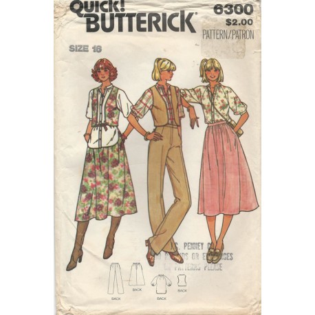 Butterick Skirt Pants Top Vest 6300