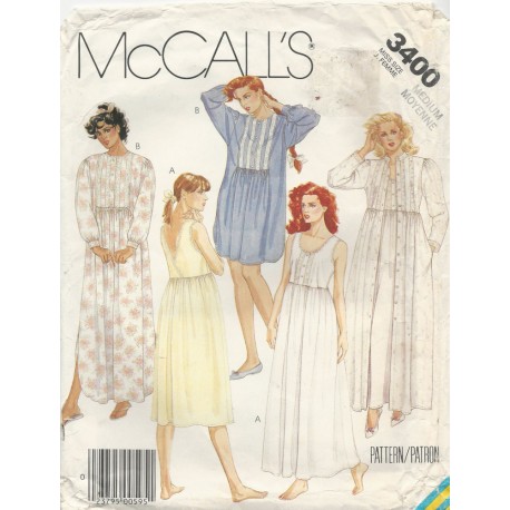 Nightgown Robe Pattern McCall 3400