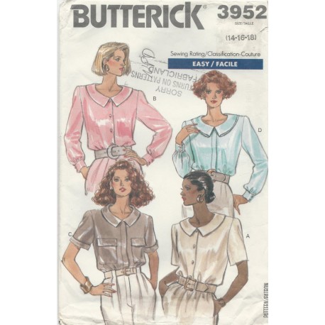 Shirt Blouse Pattern Butterick 3952